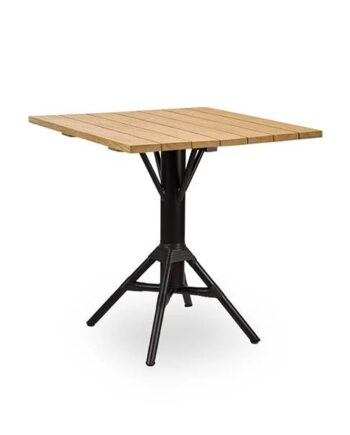 Sika Design Nicole Cafébord   Teak 70x70 Cm Black Aluminium Frame   Black Artfibre  : Erling Christensen Møbler