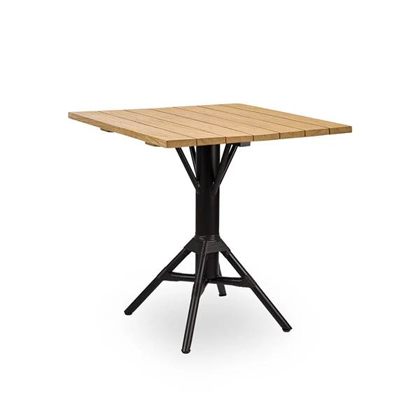 Sika Design Nicole Cafébord   Teak 70x70 Cm Black Aluminium Frame   Black Artfibre  : Erling Christensen Møbler