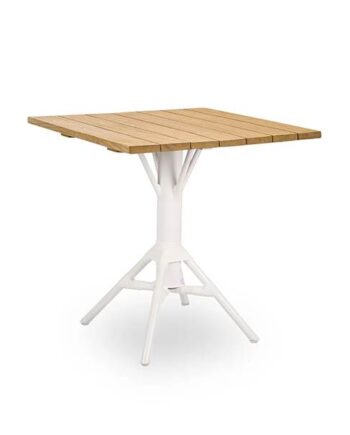 Sika Design Nicole Cafébord   Teak 70x70 Cm White Aluminium Frame   White Artfibre  : Erling Christensen Møbler