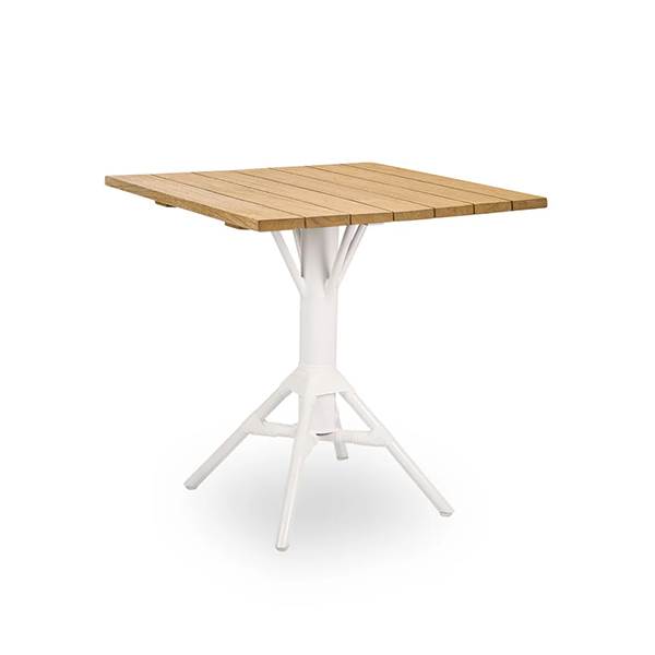 Sika Design Nicole Cafébord   Teak 70x70 Cm White Aluminium Frame   White Artfibre  : Erling Christensen Møbler