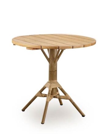 Sika Design Nicole Cafébord   Teak ø80 Cm Antique   Aluminium   Artfibre  : Erling Christensen Møbler
