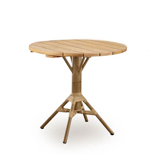 Sika Design Nicole Cafébord   Teak ø80 Cm Antique   Aluminium   Artfibre  : Erling Christensen Møbler