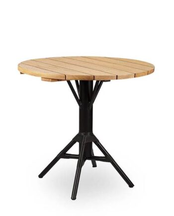 Sika Design Nicole Cafébord   Teak ø80 Cm Black Aluminium Frame   Black Artfibre  : Erling Christensen Møbler