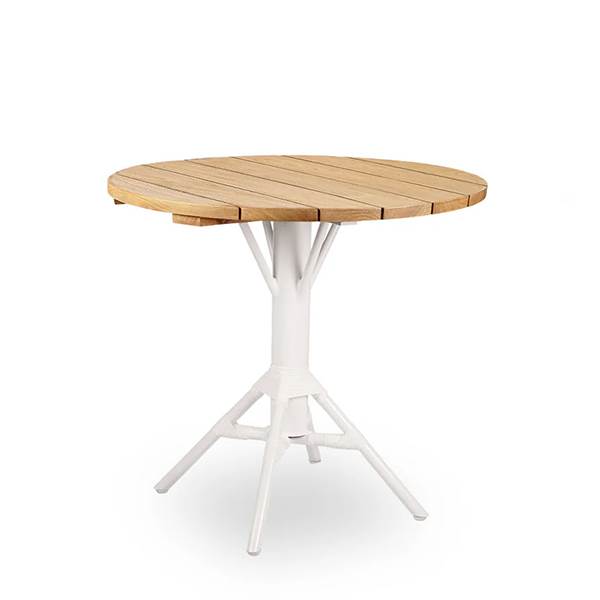Sika Design Nicole Cafébord   Teak ø80 Cm White Aluminium Frame   White Artfibre  : Erling Christensen Møbler