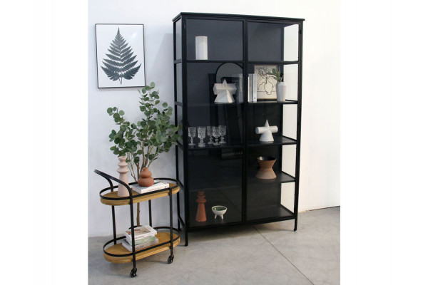 Skælskør Vitrineskab   Metal 119 5x40x212 Cm Sort