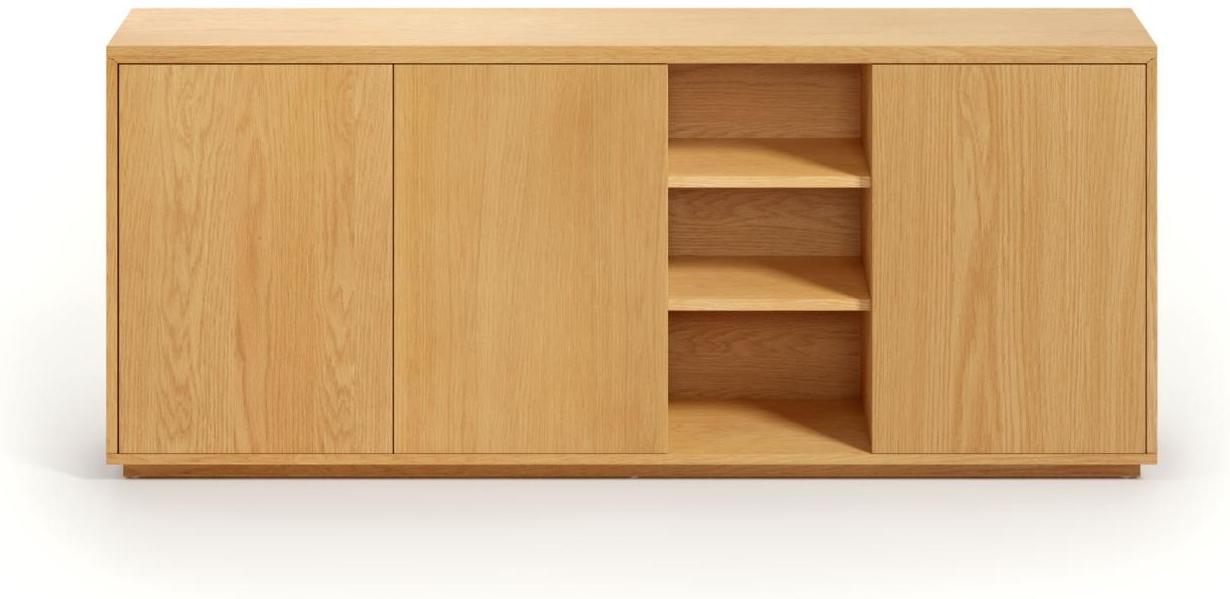 Skænk Kave Home Abilen  Kommode   Egetræsfiner  Fsc Certificeret  Skub-åbne Døre  Nordisk 180x36x75 Cm