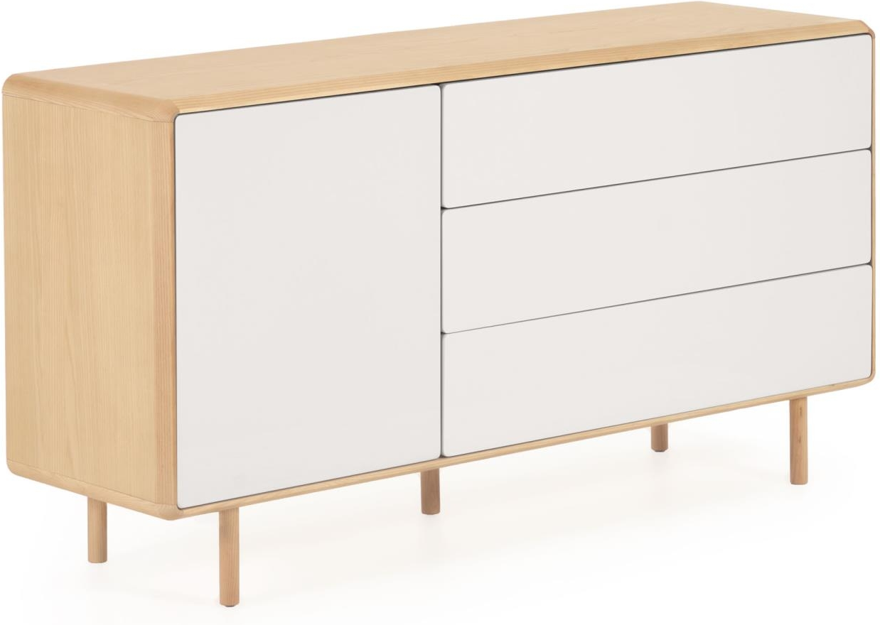 Skænk Kave Home Anielle Natur Grå   Sideboard   Askefiner Med Soft-close Og Justérbare Ben