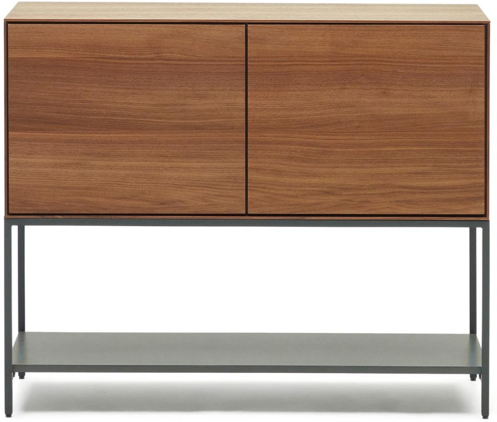 Skænk Kave Home Vedrana   Valnøddefinér Og Stål Med Mat Antracit Finish H80xb97 5xd40 Cm