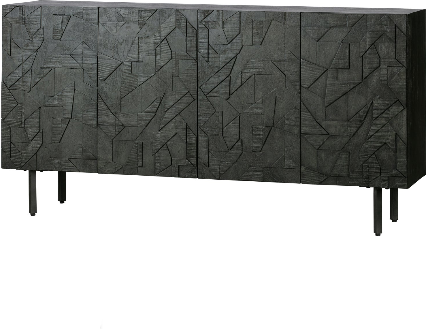 Skænk Woood Collection H83xb160xd40 Cm Mangotræ Metal Sort Låger Soft-close