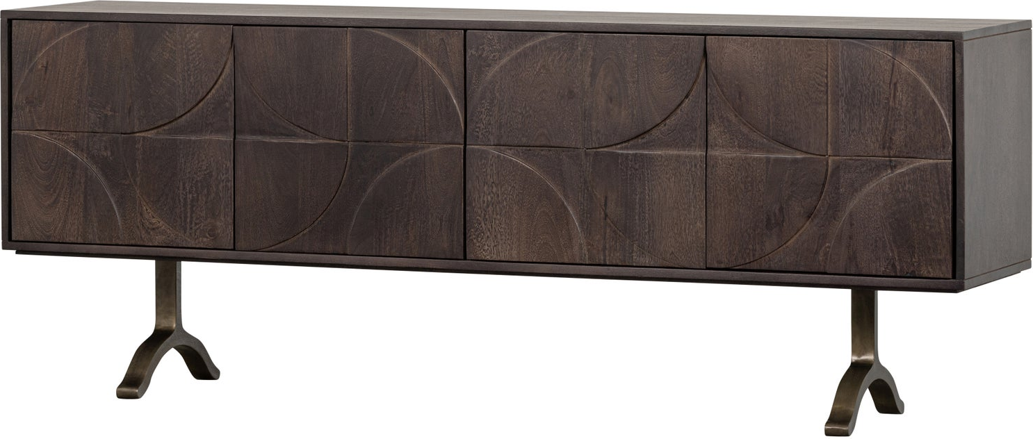 Skænk Woood Collection Mangotræ Med Valnødfinish H70ã B180ã D40 Cm Brun Låger Kabelhuller