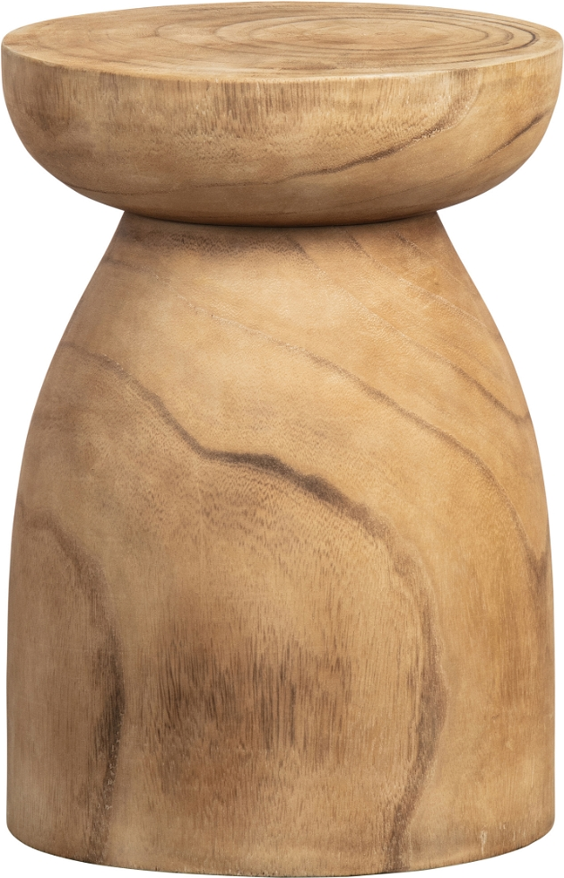Skammel Taburet Woood Bink   Massivt Kejsertræ ø28ã H40 Cm   Naturlig Finish Og Organisk Design