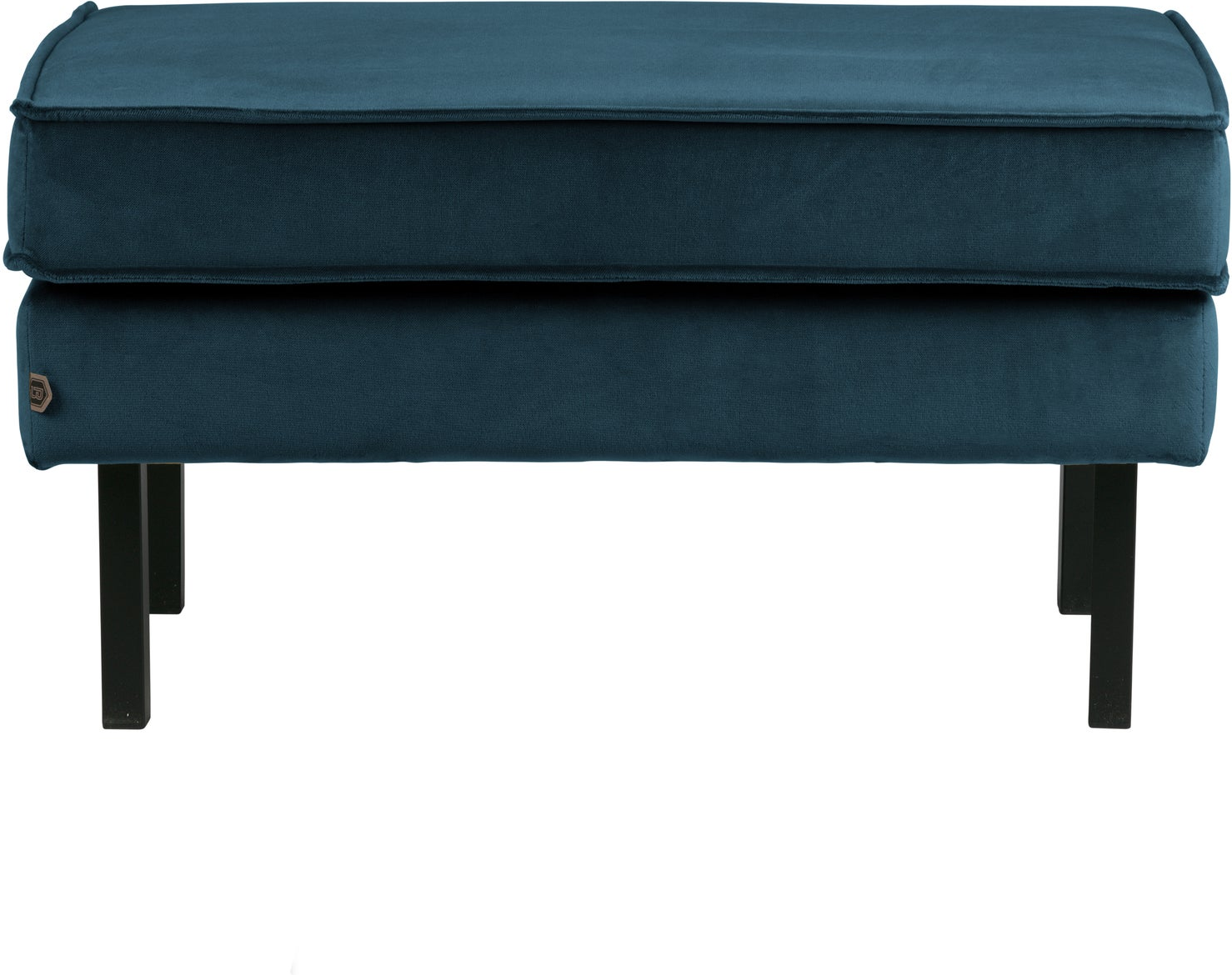 Skammel Woood Rodeo Blå Jarra Velour Puf Fodskammel Metalben H45ã B84ã D54 Cm