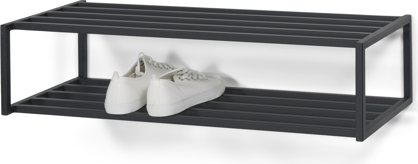 Skoreol Spinder Design School Vægmonteret Skohylde   Sort Pulverlakeret Stål 78ã 30   Cm