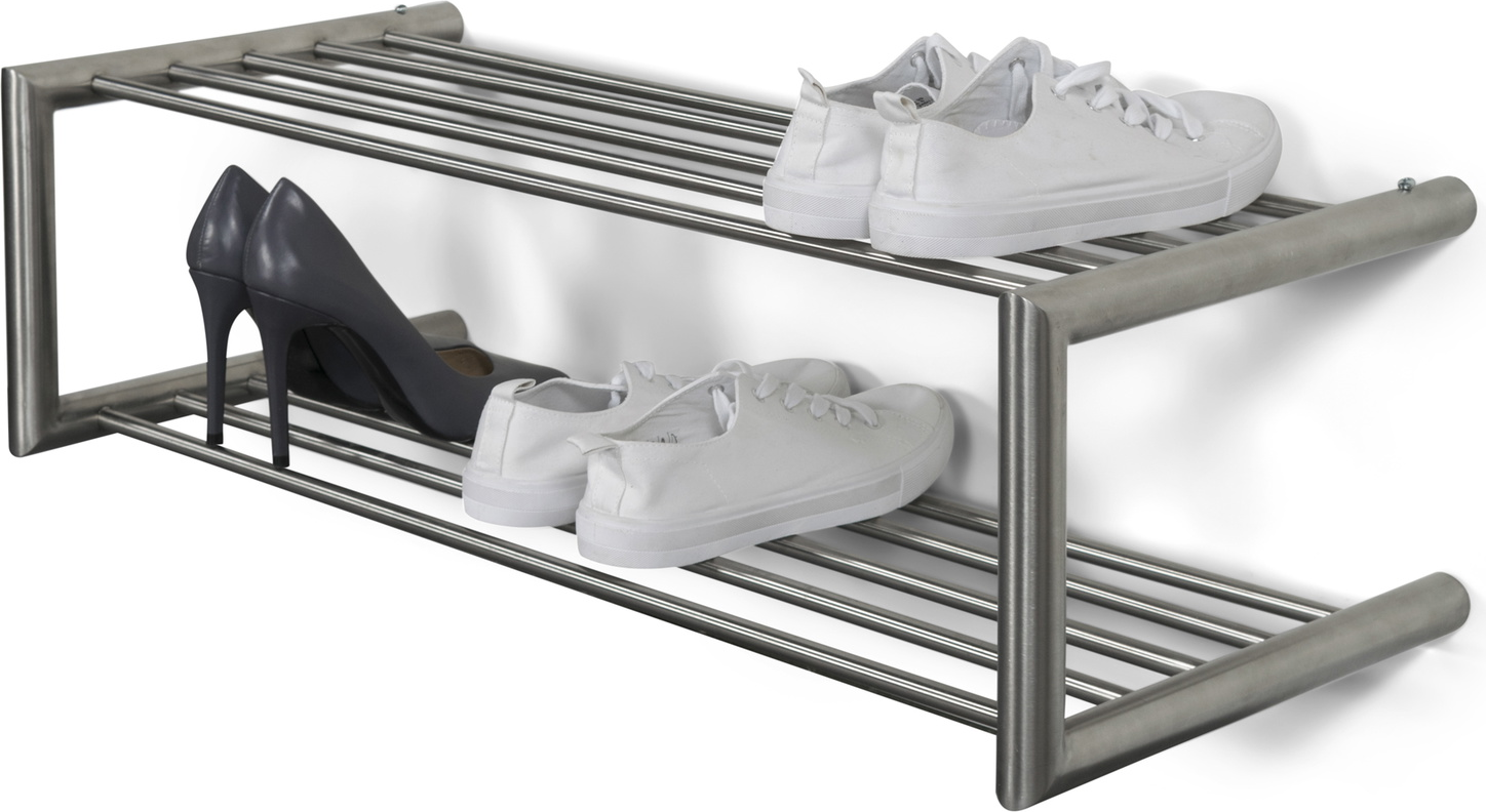 Skoreol Spinder Design Soenz Vægmonteret Skohylde   Rustfrit Stål H23xb80xd33   Cm Plads Til   Par Sko