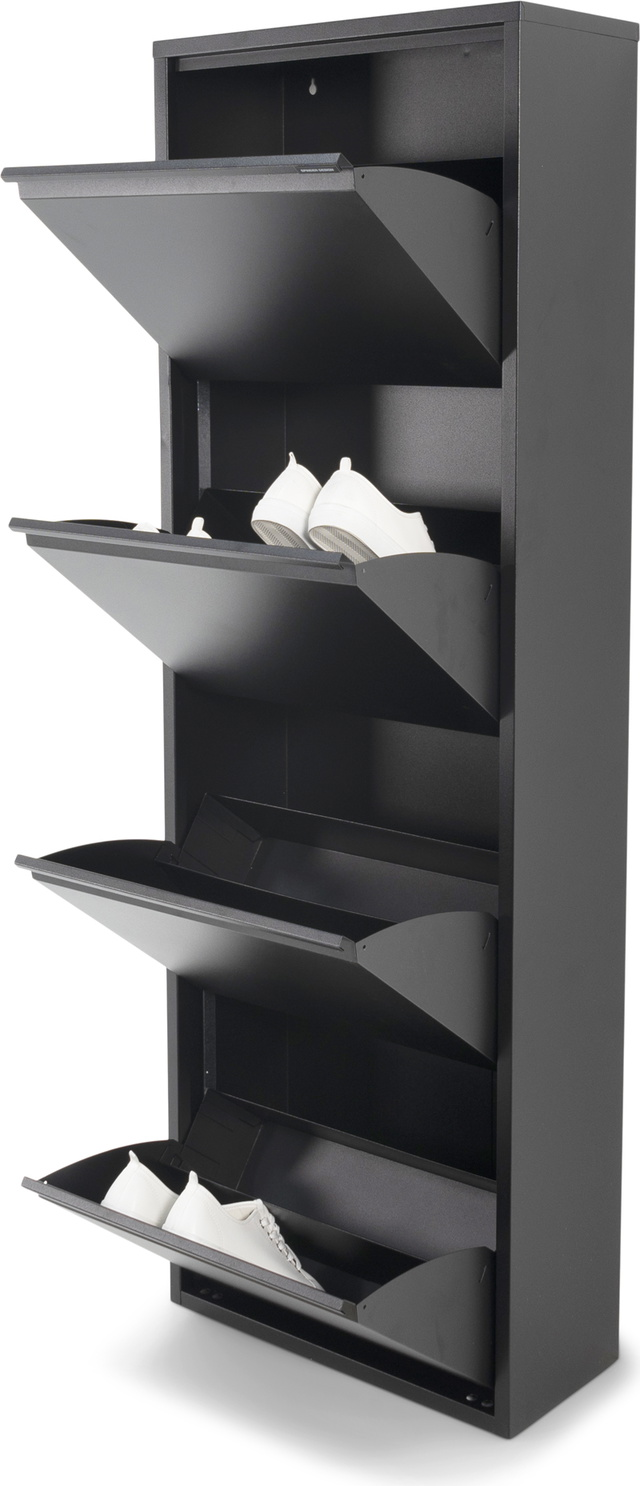 Skoskab Og Skohylde Spinder Design Billy   Sort Pulverlakeret Stål 150ã 50ã 22 Cm   Plads Til 16 Par