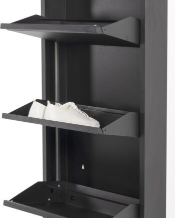 Skoskab Spinder Design Billy   Skuffer Mat Sort Pulverlakeret Stål H103ã B50ã D15 Cm Plads Til   Par Sko