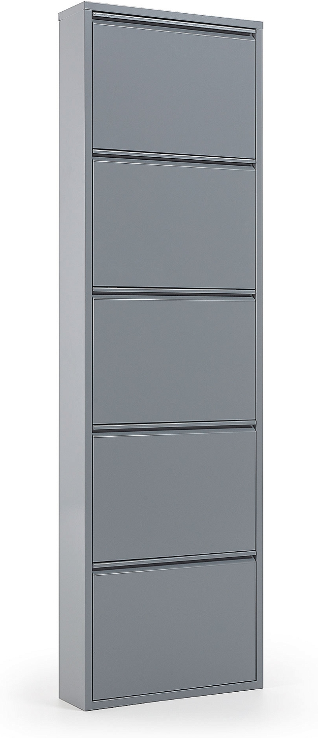 Skostativ Kave Home Ode   Rum   Moderne Grå Metal Skoreol H169xb15xd50 Cm