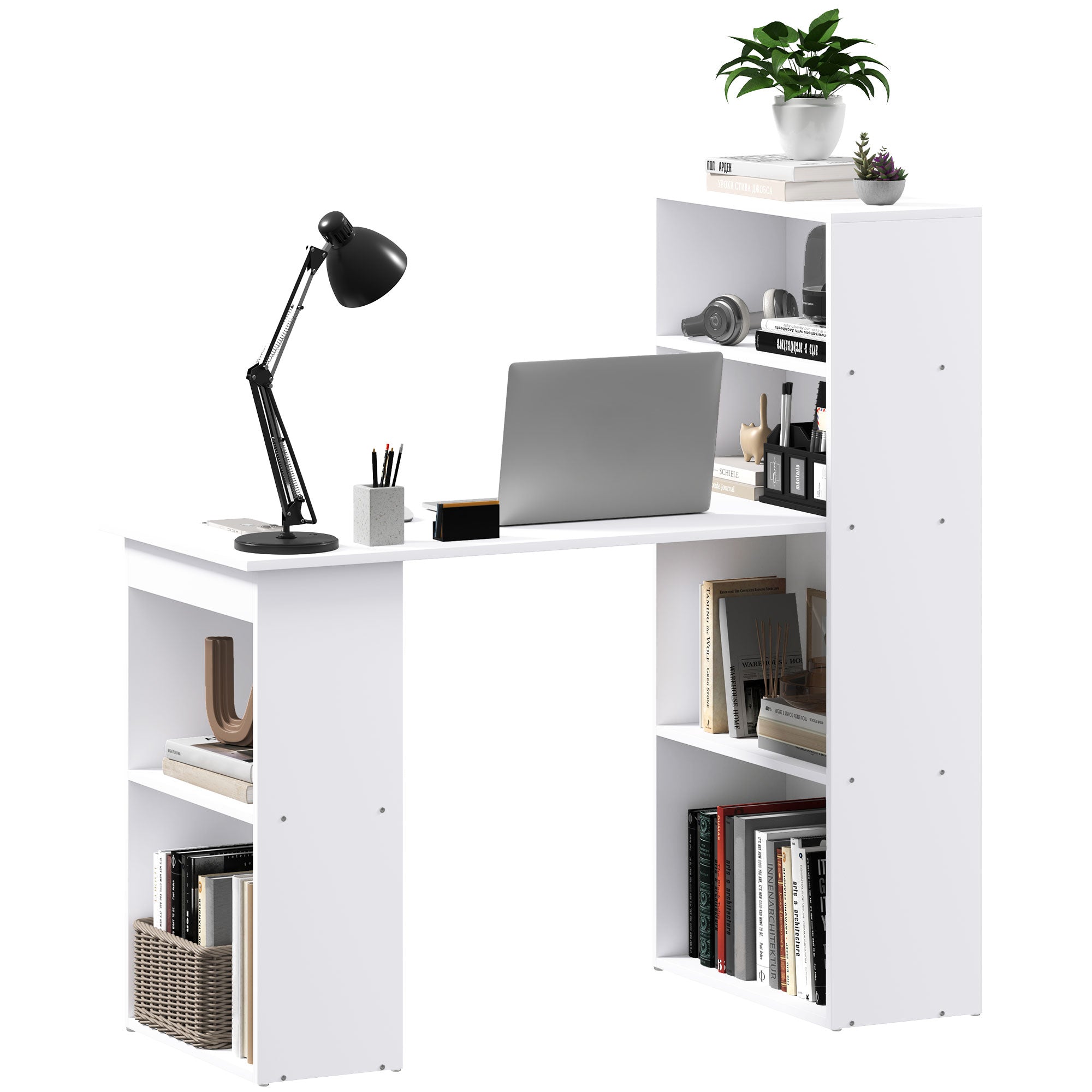 Skrivebord Kontorbord Computerbord    Hylder    Hylder  120 Cm   55 Cm   120 Cm  Hvid