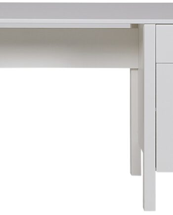 Skrivebord Woood Jade   Massivt Fyrretræ Hvidt 135x58x75 Cm Med Skuffe Og Skab