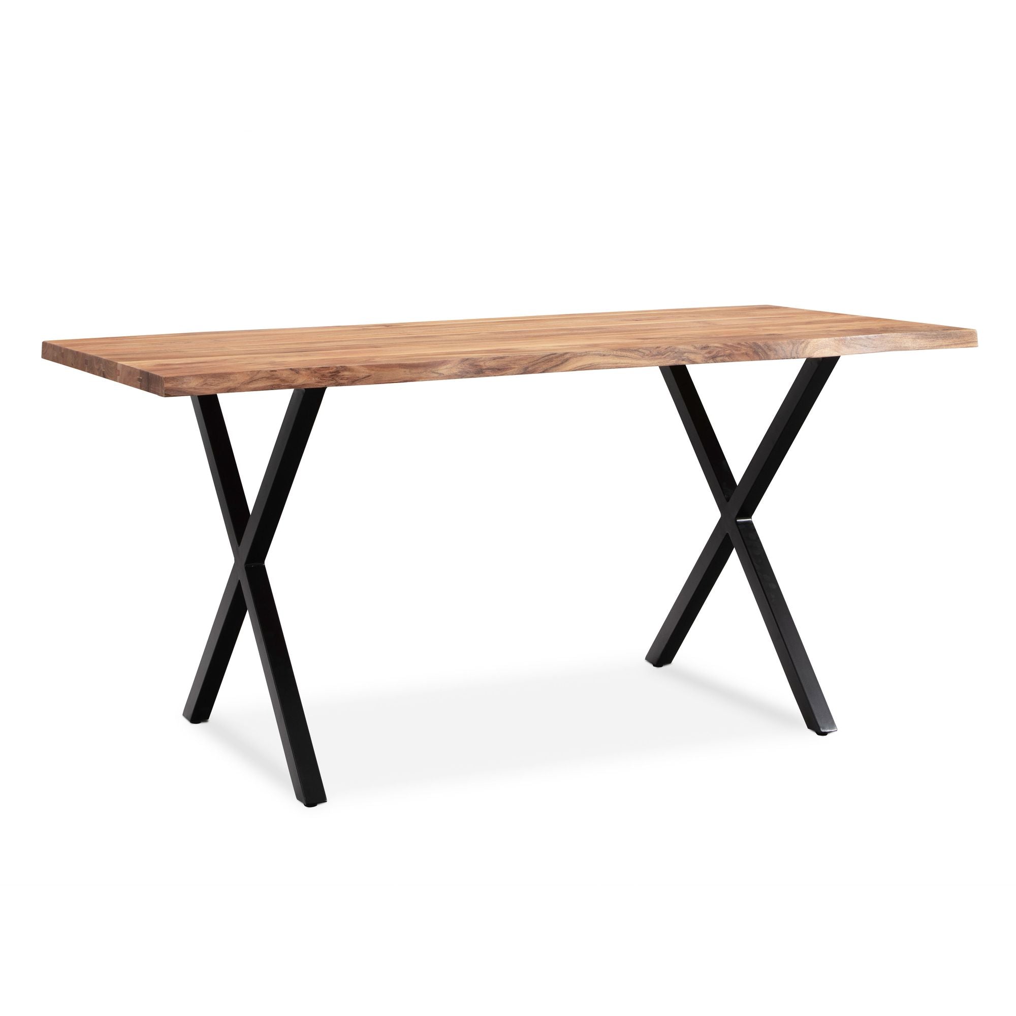 Skrivebord 120x60x76 Cm Akacie Massivt Træ Metal Computerbord Trækant
