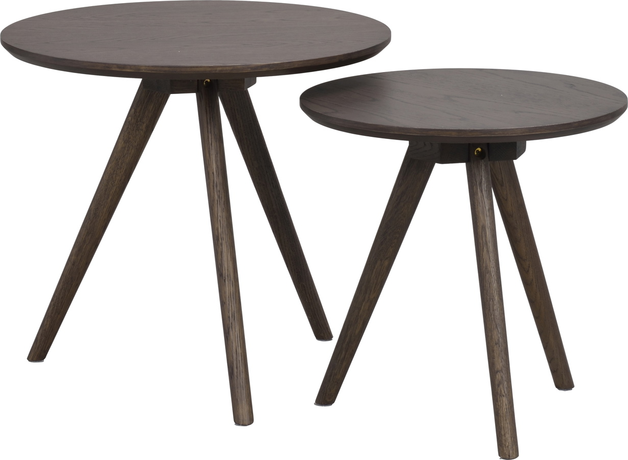 Småbord Rowico Yumi Rundt Sidebord ø50 H45 Cm   Massiv Eg Og Mdf Egetræsfinér Brun Skandinavisk Elegance