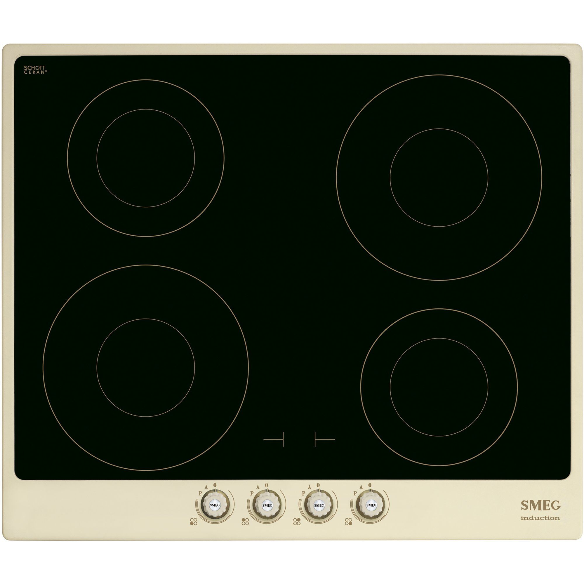 Smeg 60cm Cortina Induktionskogeplade Ramme Creme