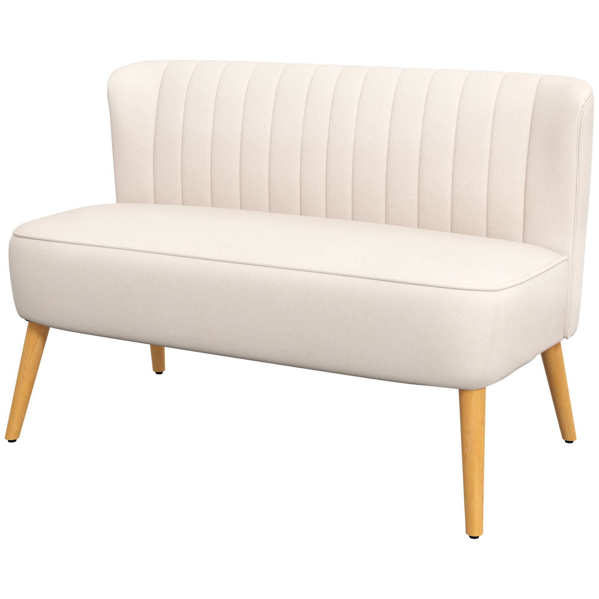 Sofa Retro Design  -personers Sofa  Træben  117 Cm   56   Cm   77 Cm  Cremehvid