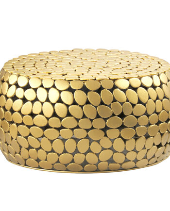 Sofabord Aluminium Guld Rundt 66x32 Cm  Moderne Stuebord Metal Rundt Loungebord  Håndlavet