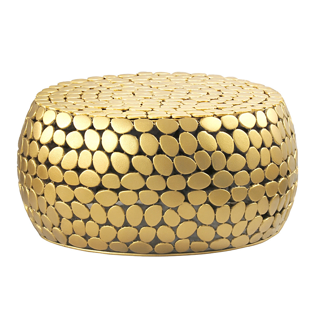 Sofabord Aluminium Guld Rundt 66x32 Cm  Moderne Stuebord Metal Rundt Loungebord  Håndlavet