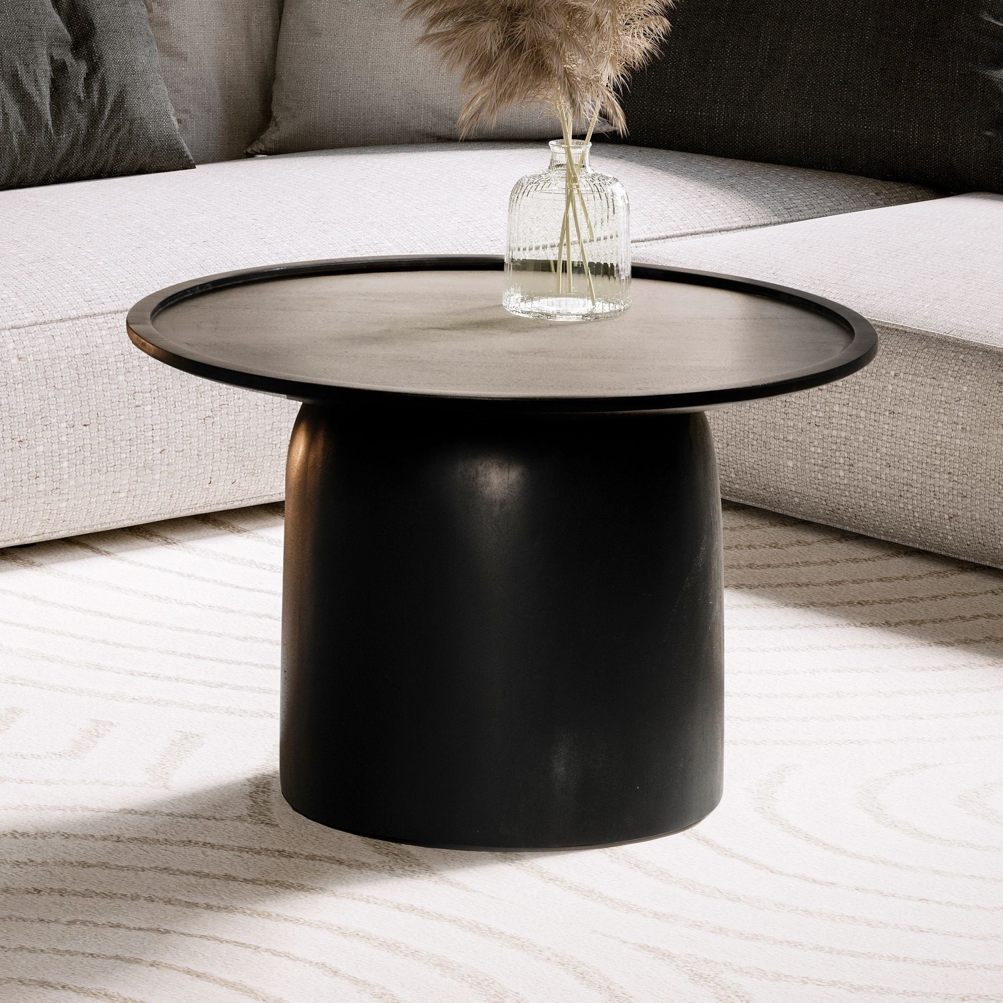 Sofabord Elegant Design  Praktisk Funktion   Håndlavet Kvalitet  60x60x40 Cm  Sort