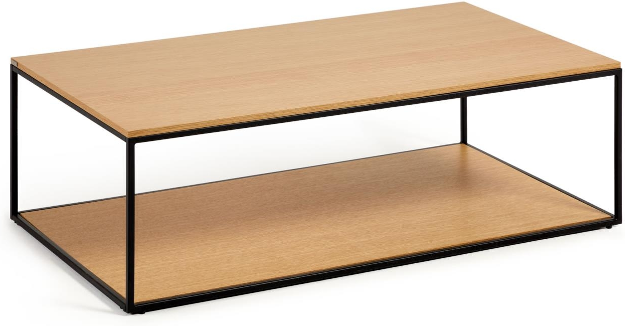 Sofabord Kaffebord Kave Home Yoana 110x60x35 Cm Egfinér   Mdf Natur Med Mat Sort Jernbase