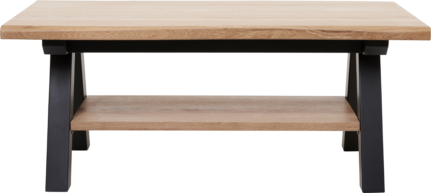 Sofabord Nordique Design Oliveto   Natur Egetræ   Sort Metalstel Med Hylde H45   B61   L110 Cm