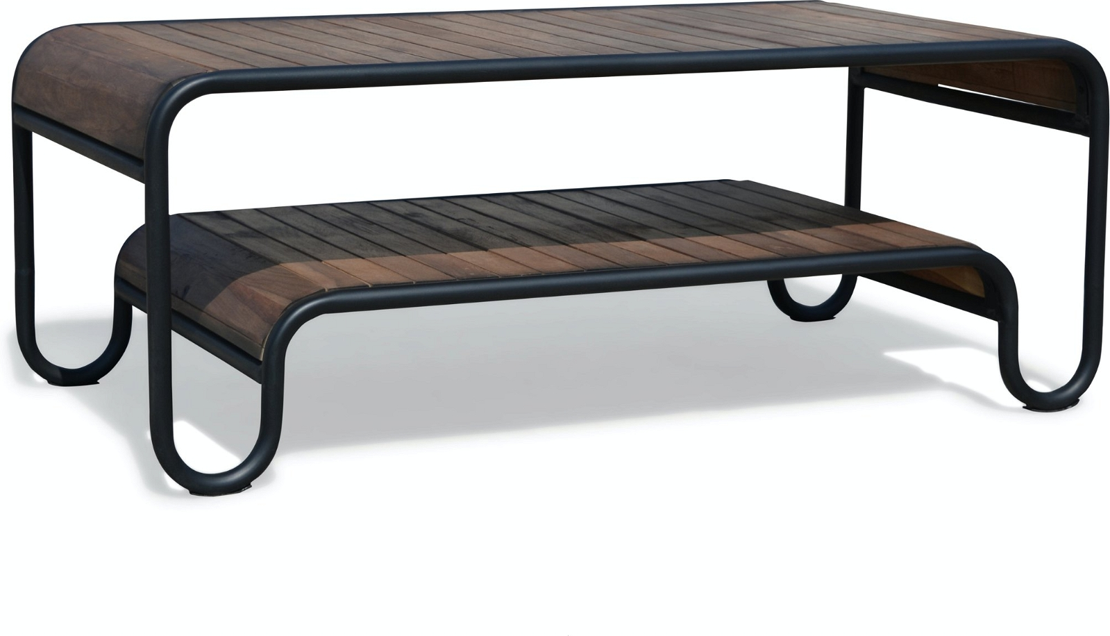 Sofabord Obuzi Christiania Dark  Rustikt Loungebord   Rosentræ Og Jern Med Underbord  120x60x45 Cm