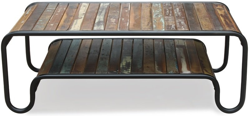 Sofabord Obuzi Christiania Hip Håndlavet Rustikt   Genbrugstræ Og Jern  Multifarvet   120x60x45 Cm