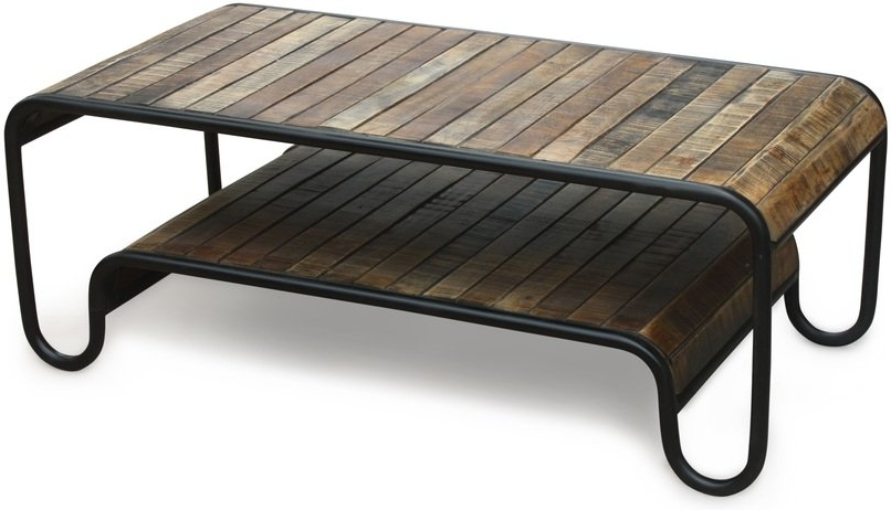 Sofabord Obuzi Christiania Raw Mango- Og Jernbord Med Underhylde 120x60x45 Cm Mørk Natur Sort