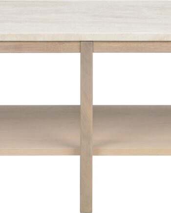 Sofabord Rowico Orwel Loungebord   Beige Italiensk Travertin Og Hvidvasket Massiv Eg Med Hylde L140   B60   H45 Cm