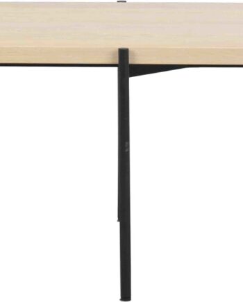Sofabord Rowico Shelton Stuebord   Hvidkalket Massiv Eg Med Sort Metalstel 145x60x45 Cm Fsc-certificeret