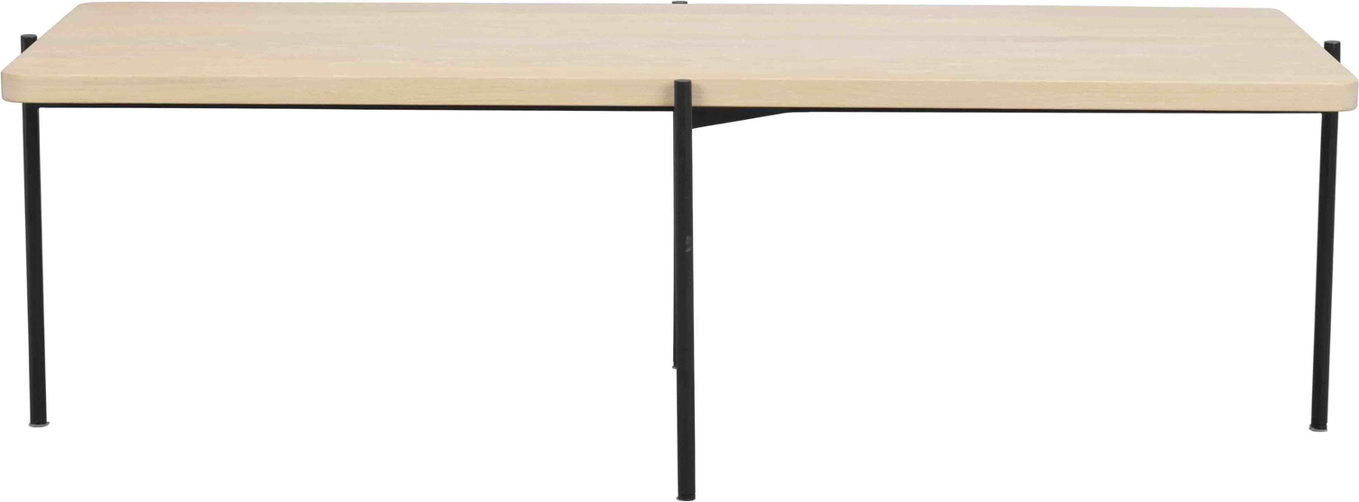 Sofabord Rowico Shelton Stuebord   Hvidkalket Massiv Eg Med Sort Metalstel 145x60x45 Cm Fsc-certificeret