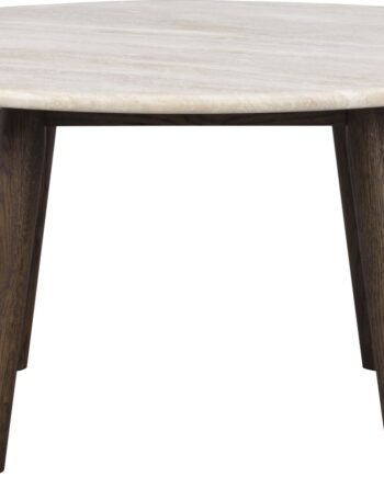 Sofabord Rowico Taransay   Massiv Italiensk Travertin Med Fsc-eg ø90 Cm Beige Brun