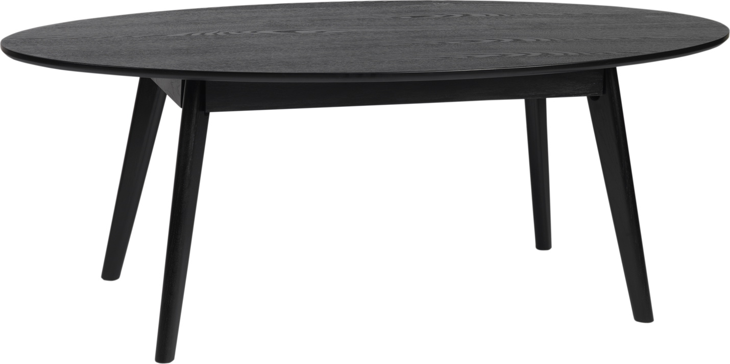 Sofabord Rowico Yumi Oval Sort Lakeret Askfiner   Massivt Gummitræ 130ã 65ã 48 Cm