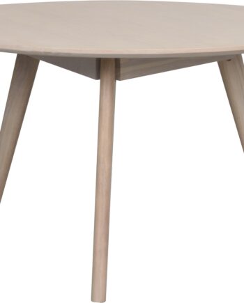 Sofabord Rowico Yumi ø90   H53 Cm Hvidkalk Mdf Med Egetræsfiner   Massivt Egetræ