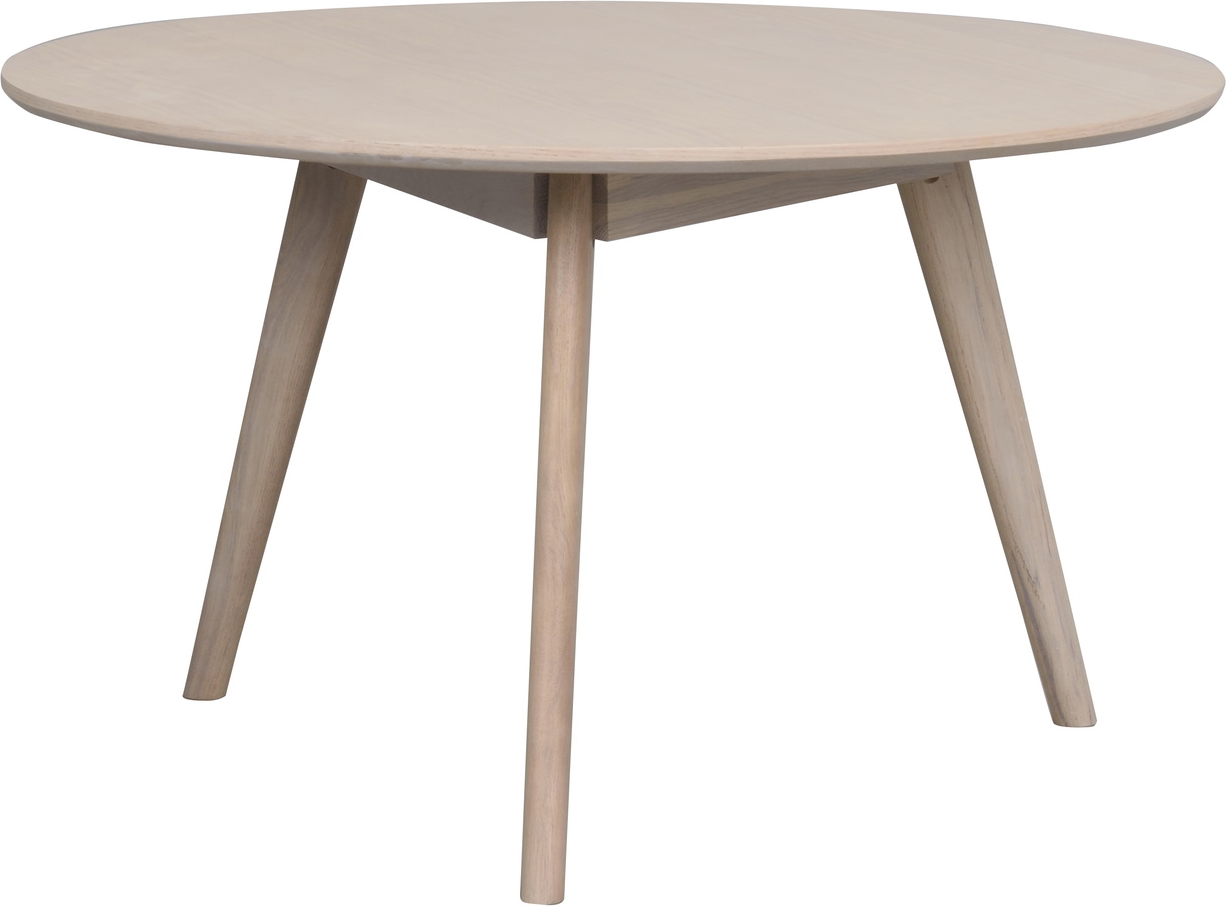 Sofabord Rowico Yumi ø90   H53 Cm Hvidkalk Mdf Med Egetræsfiner   Massivt Egetræ