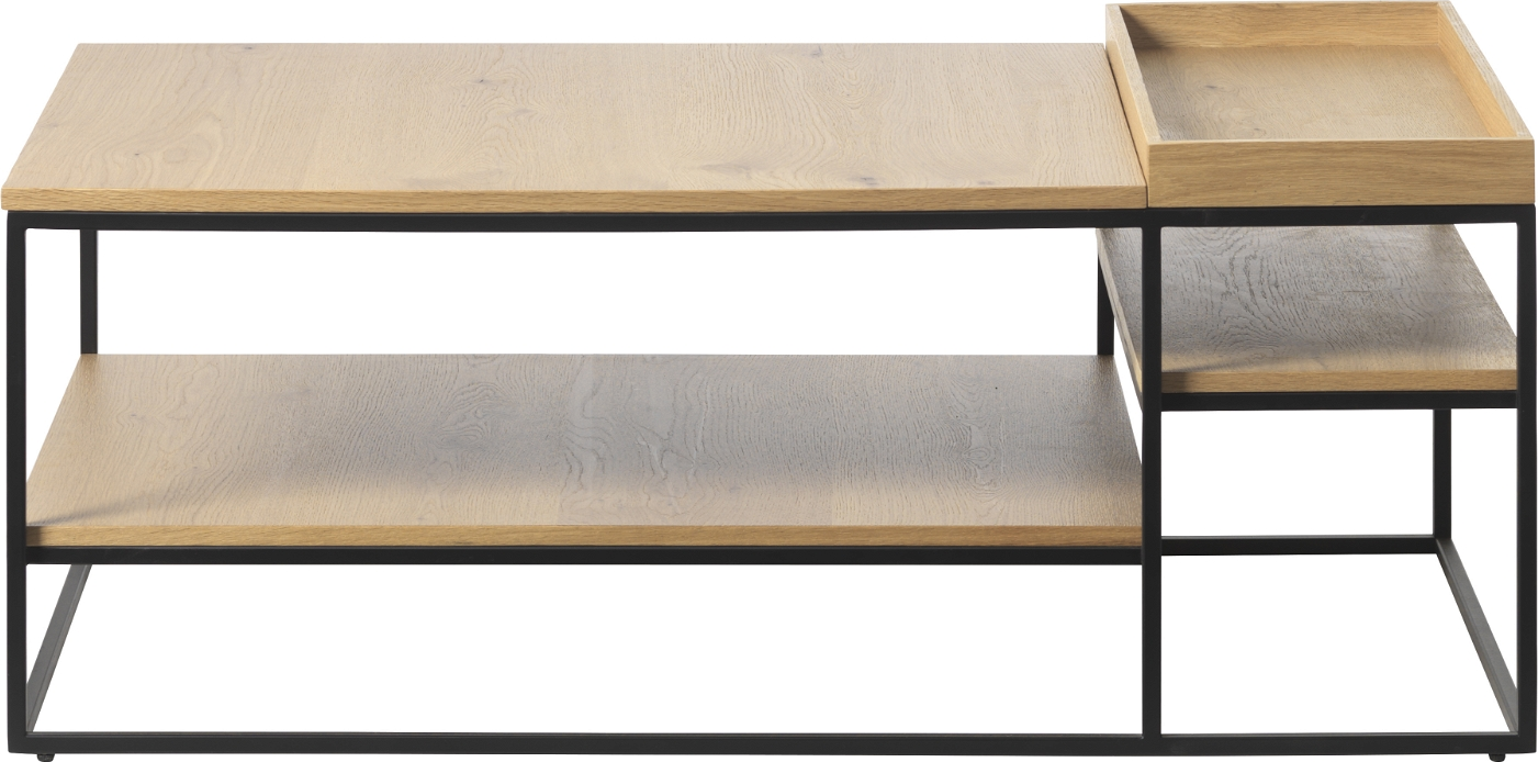 Sofabord Salonbord Nordique Design Rivoli   Natur Egetræ   Sort Metalstel  45ã 70ã 120 Cm