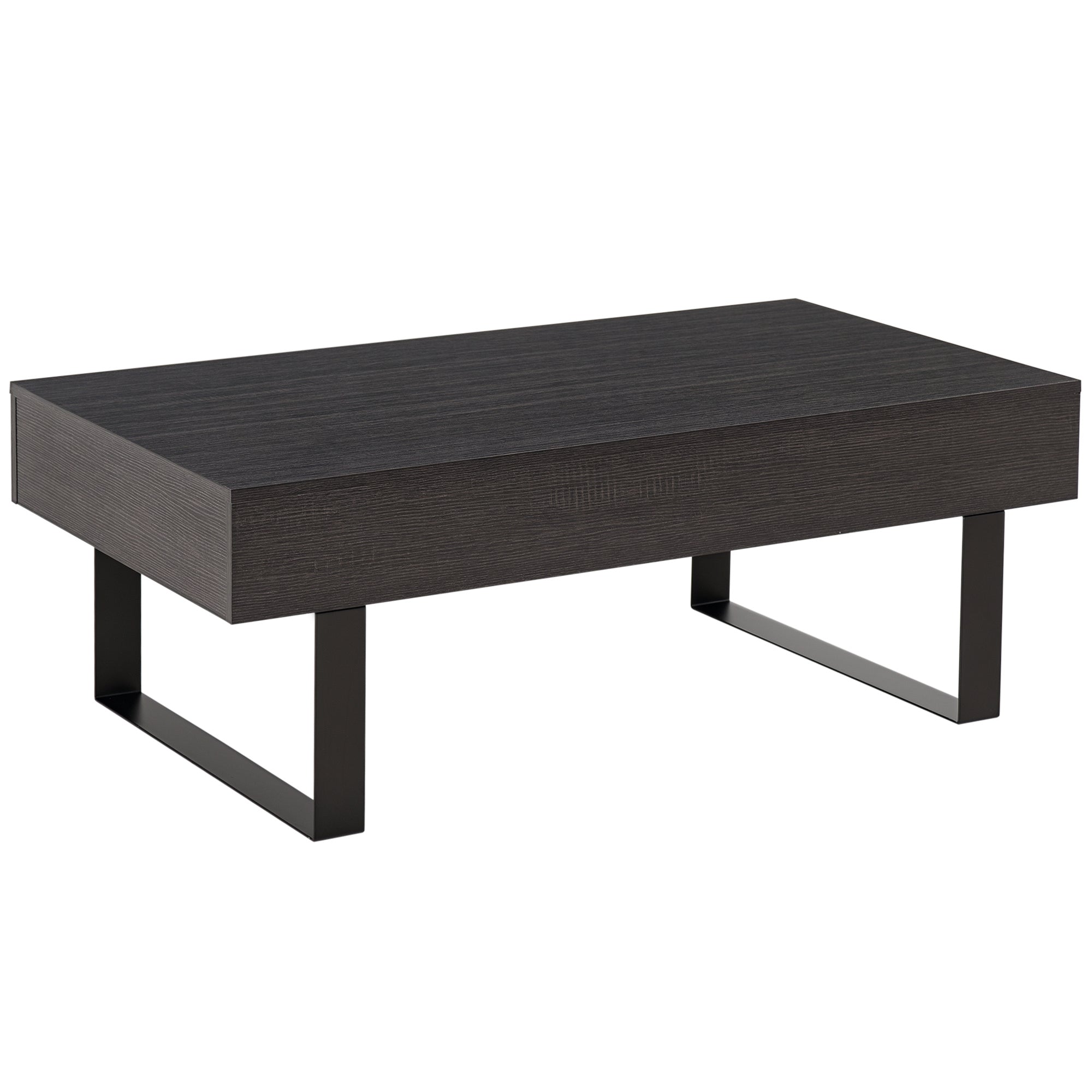 Sofabord Stuebord Med Skuffe Moderne Sofabord Med Metalramme Sidebord Sofabord Til Stue 110   60   40 Cm  Mørkegrå
