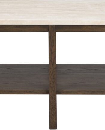 Sofabord Stuebord Rowico Orwel   Italiensk Travertin Beige Brun Med Egetræslakramme L140   B60   H45 Cm