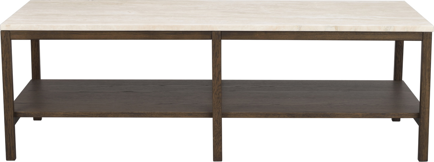 Sofabord Stuebord Rowico Orwel   Italiensk Travertin Beige Brun Med Egetræslakramme L140   B60   H45 Cm
