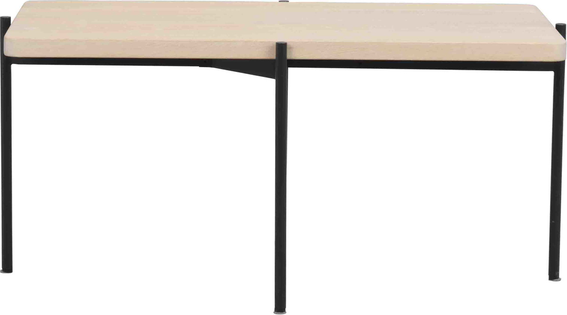 Sofabord Stuebord Rowico Shelton   Hvidkalket Egetræ Og Sort Metalstel 95x50x45 Cm