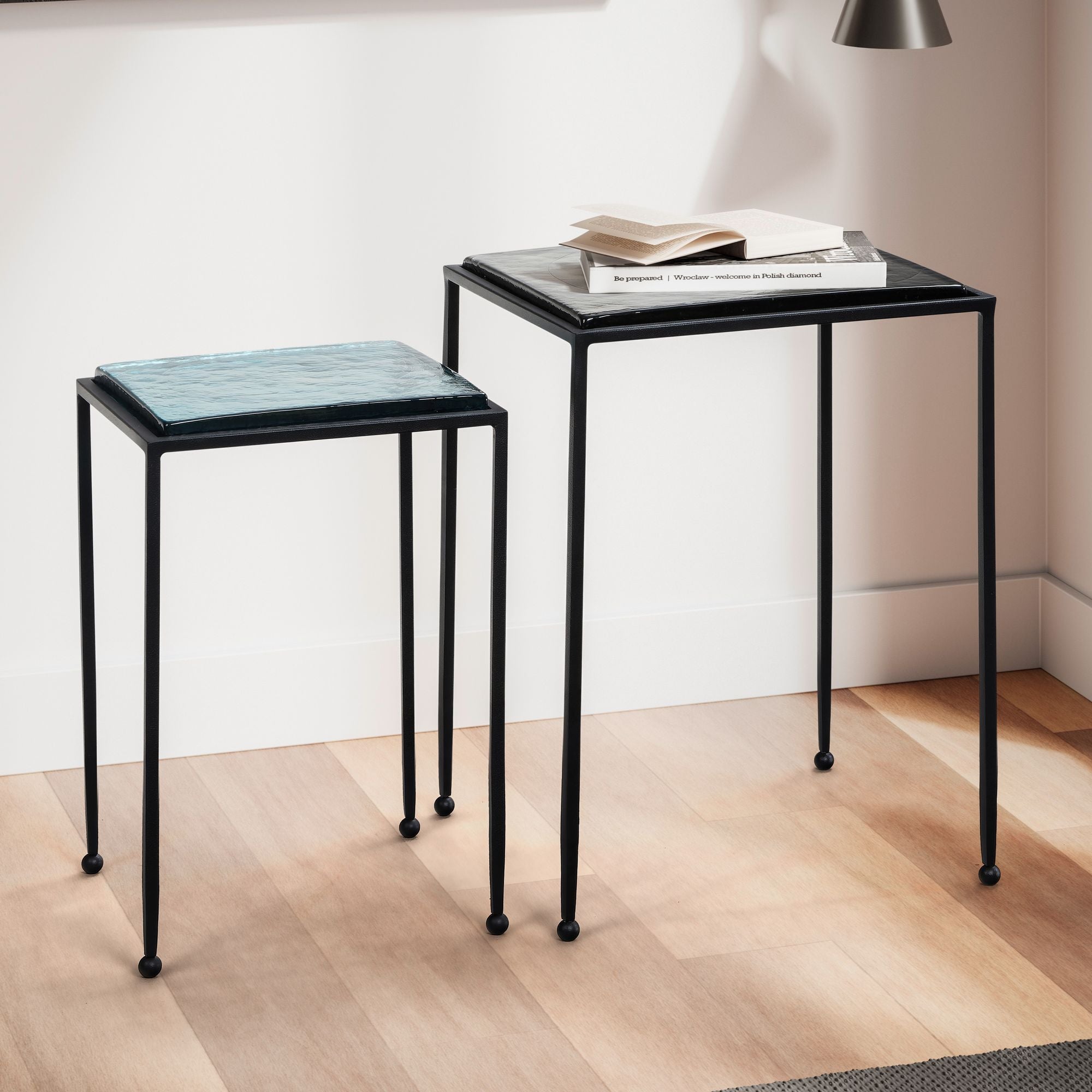 Sofabordssæt Med Kant: Glas  Metal Og Moderne Design