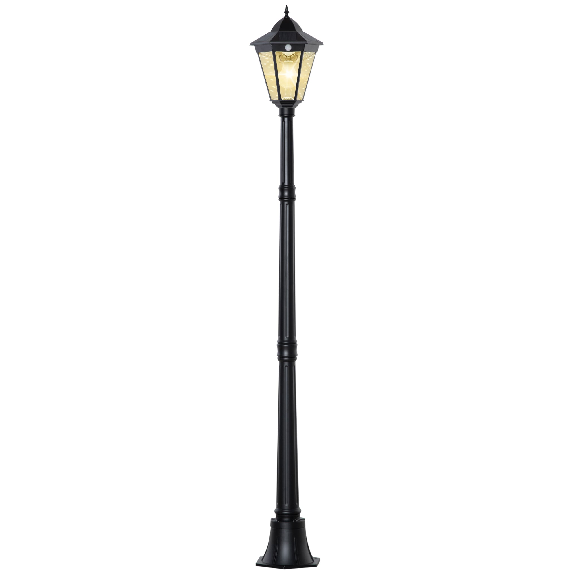 Solcelledrevet Havelanterne Havelampe Stilampe Med 19 Led Er 130 Lumen 3000k Aluminium Hærdet Glas Sort 22   22   194 Cm