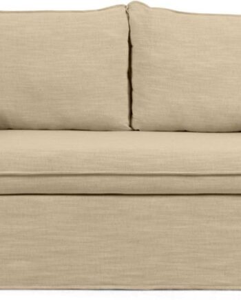 Sovesofa Kave Home Tanit   Bæredygtig Udtrækssofa   Beige Genbrugsstof Med Linnedpolstring